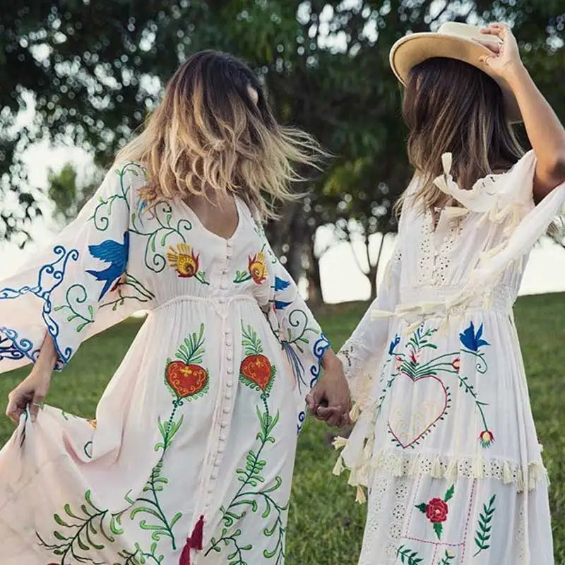 Bird Bath Embroidered Eden Garden Dress