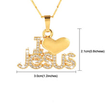Load image into Gallery viewer, 18K Gold Plated I Love Jesus Necklace
