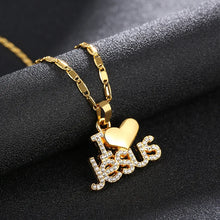 Load image into Gallery viewer, 18K Gold Plated I Love Jesus Necklace
