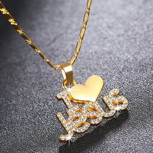 Load image into Gallery viewer, 18K Gold Plated I Love Jesus Necklace

