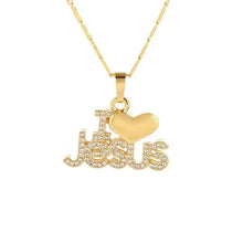 Load image into Gallery viewer, 18K Gold Plated I Love Jesus Necklace
