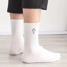 Load image into Gallery viewer, Just Believe It! Embroidered Cross Athletic Socks

