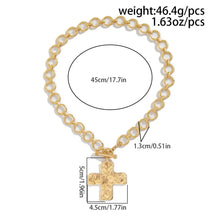 Load image into Gallery viewer, 18K Gold Plated Hammered Cross Link Necklace
