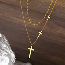 Load image into Gallery viewer, Three Cross Stainless Steel Necklace
