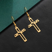 Load image into Gallery viewer, Jesus Cross Stainless Steel Earrings
