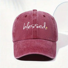 Load image into Gallery viewer, Blessed Washed Denim Adjustable Cap
