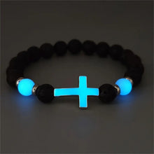 Load image into Gallery viewer, Be The Light, Carry Your Cross Midnight Stone Glow-In-The-Dark Bracelet
