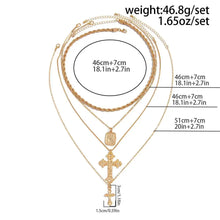 Load image into Gallery viewer, 18K Gold Plated Stacked Cross Chain Necklace Set
