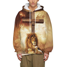 Load image into Gallery viewer, Lion And The Lamb At The Cross Hoodie
