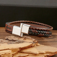 Load image into Gallery viewer, Traveler&#39;s Cross Leather Bracelet
