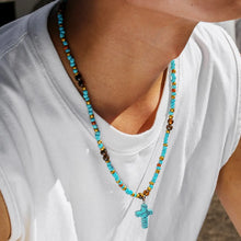 Load image into Gallery viewer, Aqua Stone Cross Necklace

