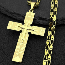 Load image into Gallery viewer, Mosaic Stacked Stainless Steel Cross And Chain
