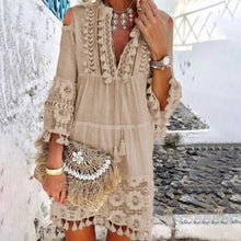 Load image into Gallery viewer, Morning Daisies Tassel Summer Beach Cover Up Dress
