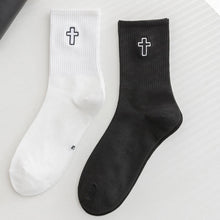 Load image into Gallery viewer, Just Believe It! Embroidered Cross Athletic Socks
