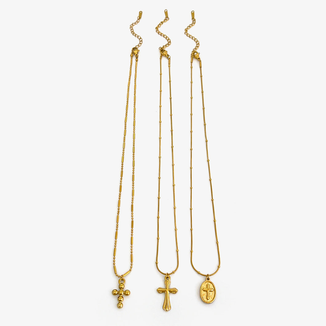 18K Gold Plated Cross Necklace Set