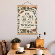 Load image into Gallery viewer, Lamentations 3:22 His Mercies, Morning Hanging Wood Frame Canvas Scroll Tapestry
