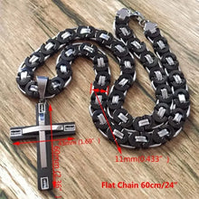 Load image into Gallery viewer, Rugged Byzantine Chain Stainless Steel Cross Choker
