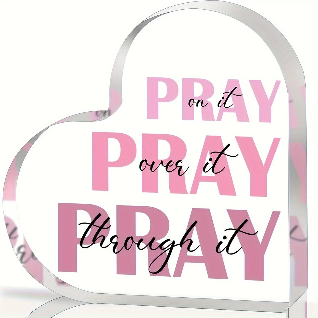 Pray, Pray, Pray Pink Desk Decor