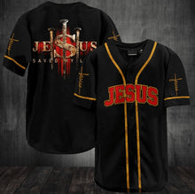 Load image into Gallery viewer, Salvation in Crucifixion Blessed Baseball Jersey
