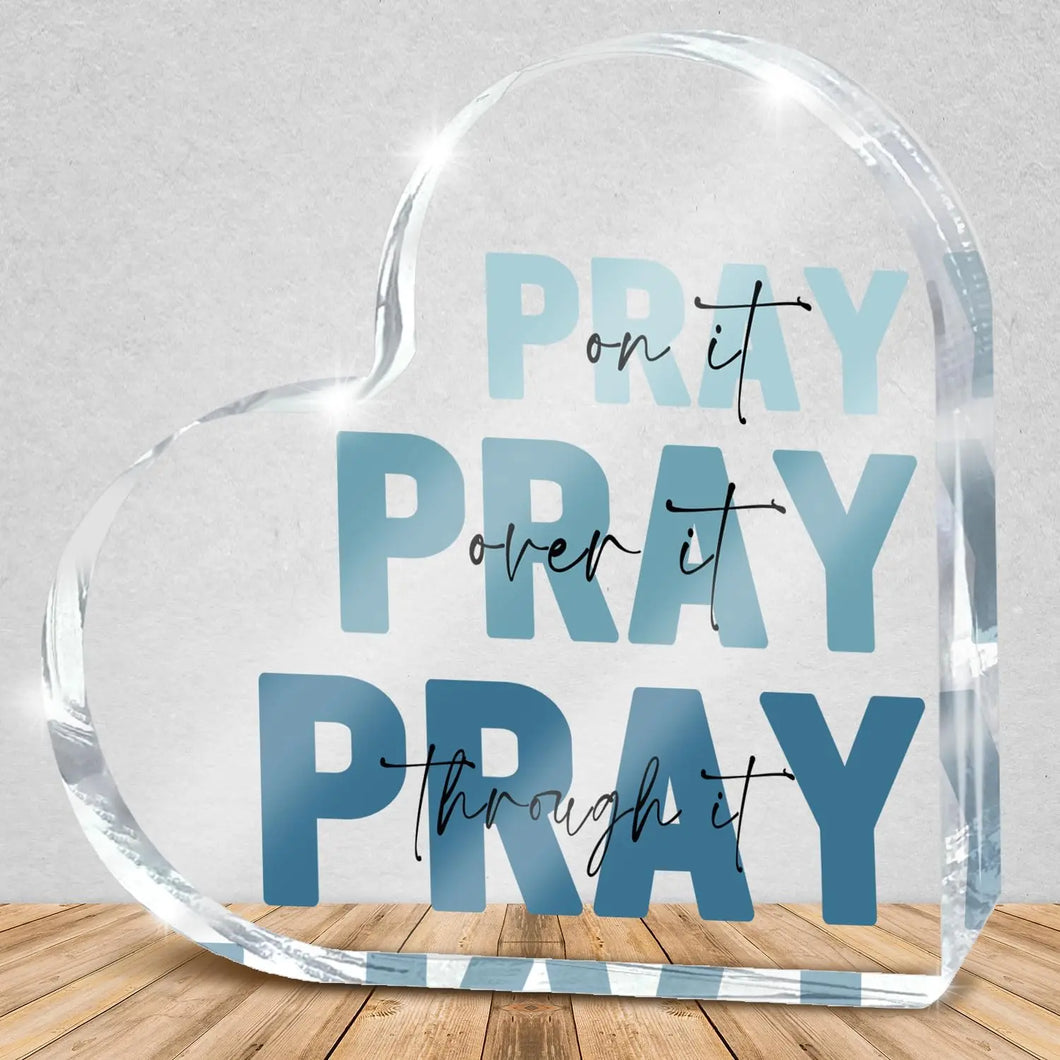 Pray, Pray, Pray Blue Desk Decor