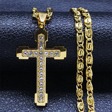 Load image into Gallery viewer, 18k Gold Plated Bold Cross Stainless Steel Necklace
