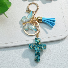 Load image into Gallery viewer, Pebble Creek Butterfly Cross Keychain

