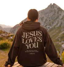 Load image into Gallery viewer, Jesus Loves You Light Fleece Hoodie
