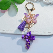 Load image into Gallery viewer, Pebble Creek Butterfly Cross Keychain
