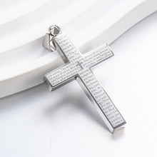 Load image into Gallery viewer, Lord&#39;s Prayer Inscribed Stainless Steel Cross
