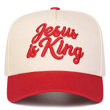 Load image into Gallery viewer, Embroidered Jesus Is King Premium Snapback
