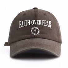 Load image into Gallery viewer, Faith Over Fear, Cross and Crown Adjustable Cap
