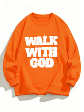 Load image into Gallery viewer, Walk With God Tattered Embroidered Cotton Sweatshirt
