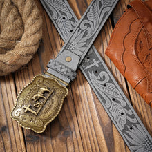 Load image into Gallery viewer, Bronze Colored Remnant Union Cowboy Belt With Buckle
