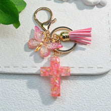 Load image into Gallery viewer, Pebble Creek Butterfly Cross Keychain
