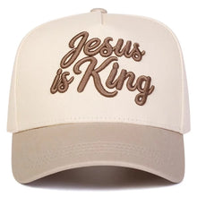 Load image into Gallery viewer, Embroidered Jesus Is King Premium Snapback
