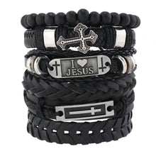 Load image into Gallery viewer, I Love Jesus Leather Bracelet Set
