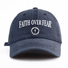Load image into Gallery viewer, Faith Over Fear, Cross and Crown Adjustable Cap
