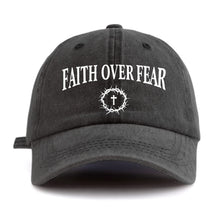 Load image into Gallery viewer, Faith Over Fear, Cross and Crown Adjustable Cap
