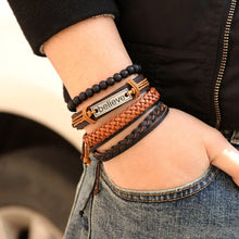 Load image into Gallery viewer, Believer Camp Leather Bracelet Set

