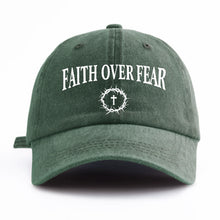 Load image into Gallery viewer, Faith Over Fear, Cross and Crown Adjustable Cap
