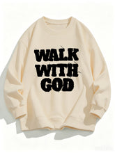 Load image into Gallery viewer, Walk With God Tattered Embroidered Cotton Sweatshirt
