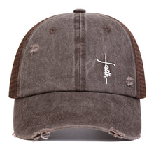 Load image into Gallery viewer, Faith Washed Denim Cap
