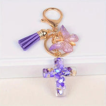 Load image into Gallery viewer, Pebble Creek Butterfly Cross Keychain
