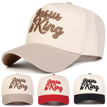 Load image into Gallery viewer, Embroidered Jesus Is King Premium Snapback
