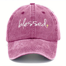 Load image into Gallery viewer, Blessed Washed Denim Adjustable Cap
