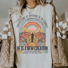 Load image into Gallery viewer, 2 Corinthians 5:17 New Creation Metamorphosis 100% Cotton Tshirt
