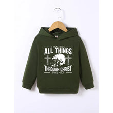 Load image into Gallery viewer, All Things Through Christ Philippians 4:13 Children&#39;s Football Hoodie
