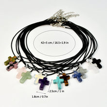 Load image into Gallery viewer, Leather Stone Cross Necklace
