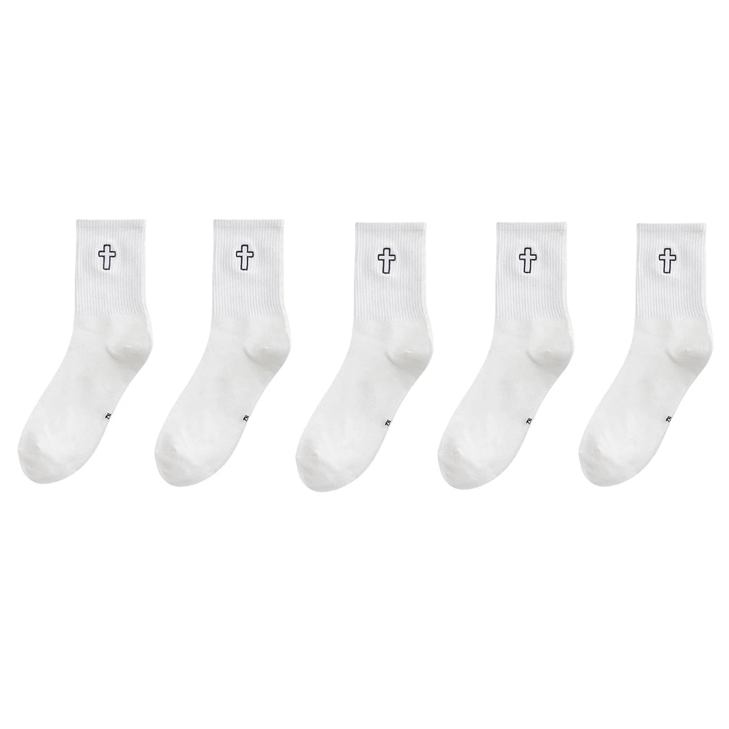 Just Believe It! Embroidered Cross Athletic Socks (5 Pairs)