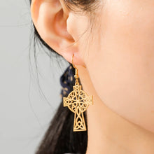 Load image into Gallery viewer, Tree Of Life Vintage Cross Stainless Steel Earrings
